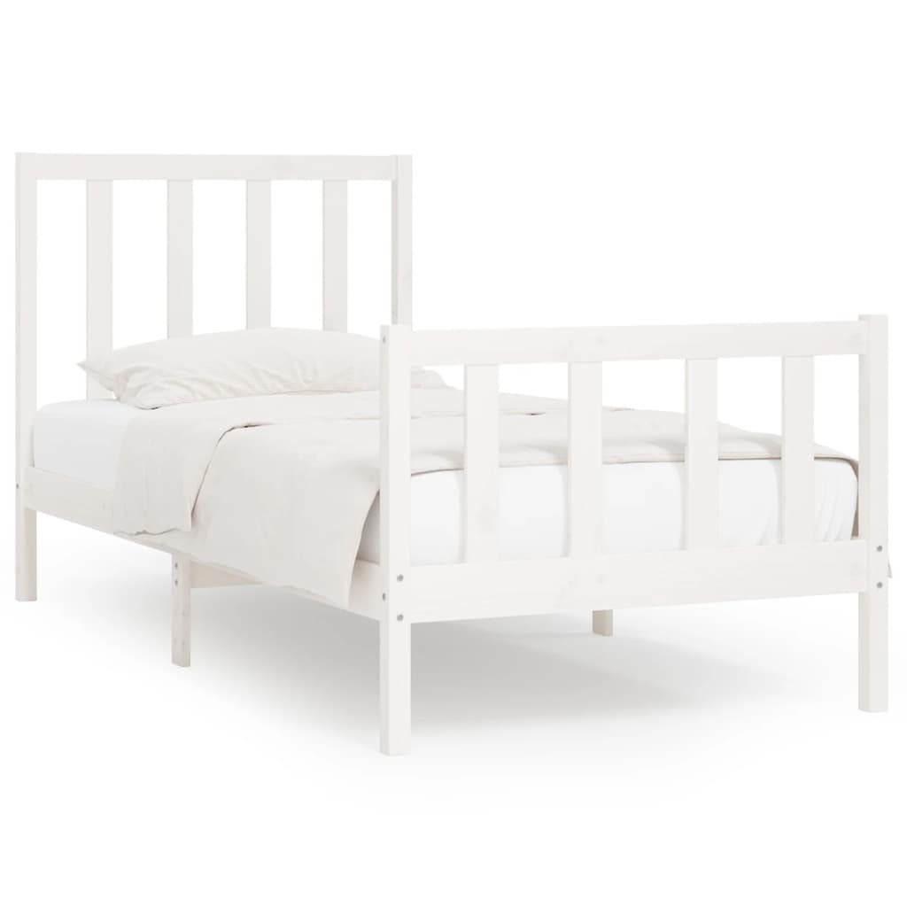 Bed Frame without Mattress White 100x200 cm Solid Wood