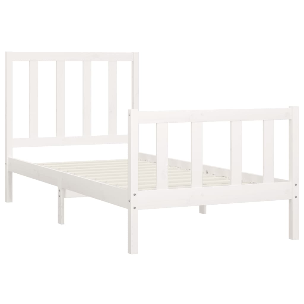 Bed Frame without Mattress White 100x200 cm Solid Wood