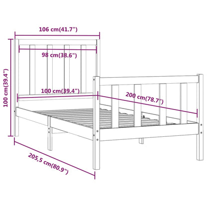 Bed Frame without Mattress White 100x200 cm Solid Wood