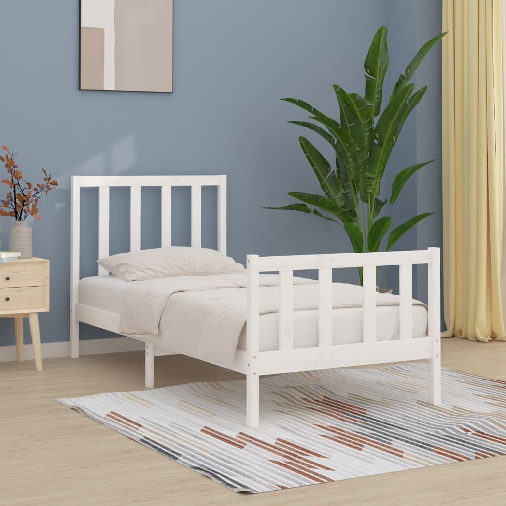 Bed Frame without Mattress White 100x200 cm Solid Wood