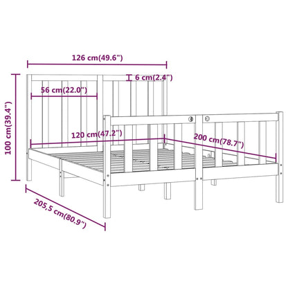 Bed Frame without Mattress 120x200 cm Solid Wood