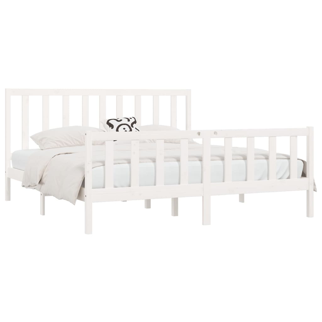 Bed Frame White Solid Wood 200x200 cm