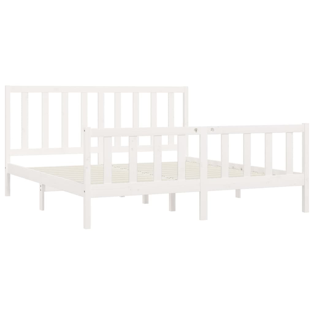 Bed Frame White Solid Wood 200x200 cm