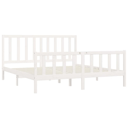 Bed Frame White Solid Wood 200x200 cm