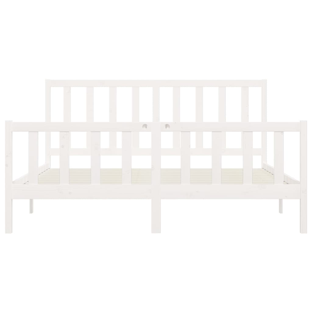 Bed Frame White Solid Wood 200x200 cm