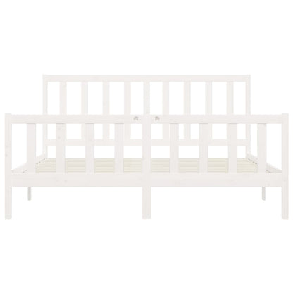 Bed Frame White Solid Wood 200x200 cm