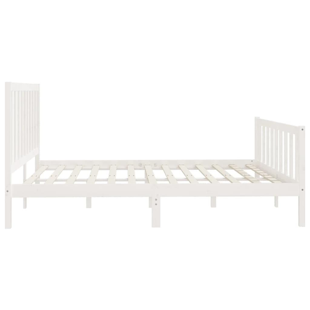 Bed Frame White Solid Wood 200x200 cm