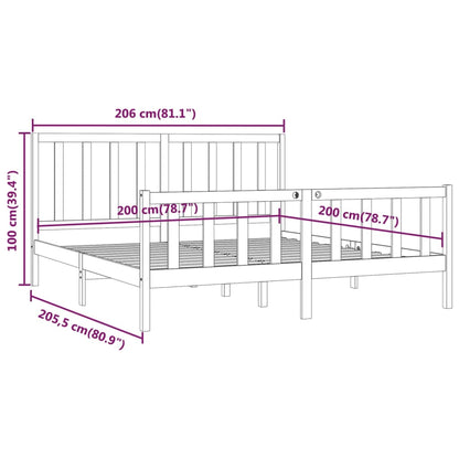 Bed Frame White Solid Wood 200x200 cm