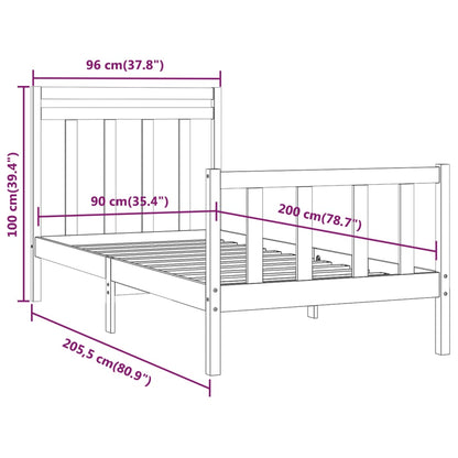 Bed Frame without Mattress Solid Wood Pine 90x200 cm