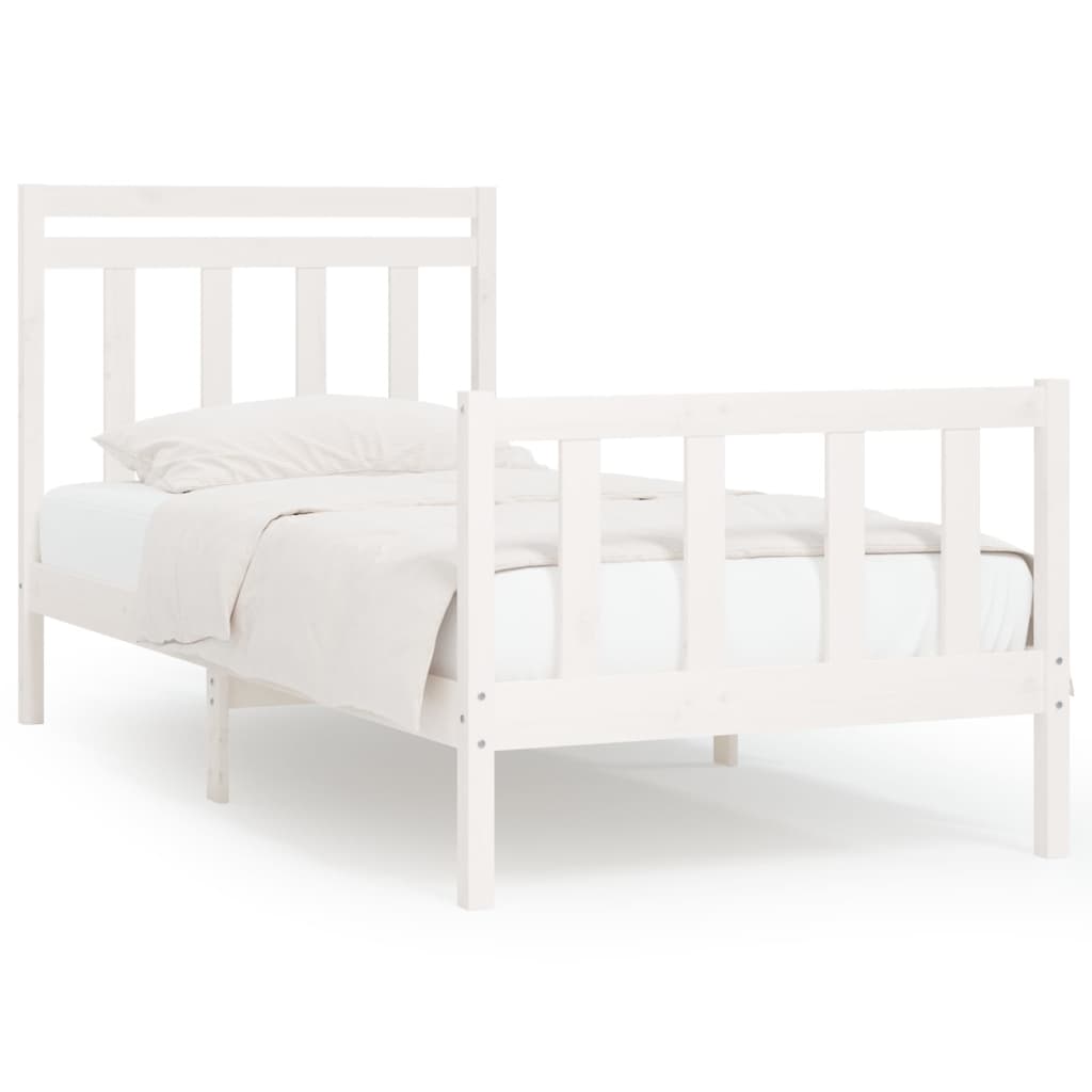 Bed Frame White Solid Wood Pine 100x200 cm