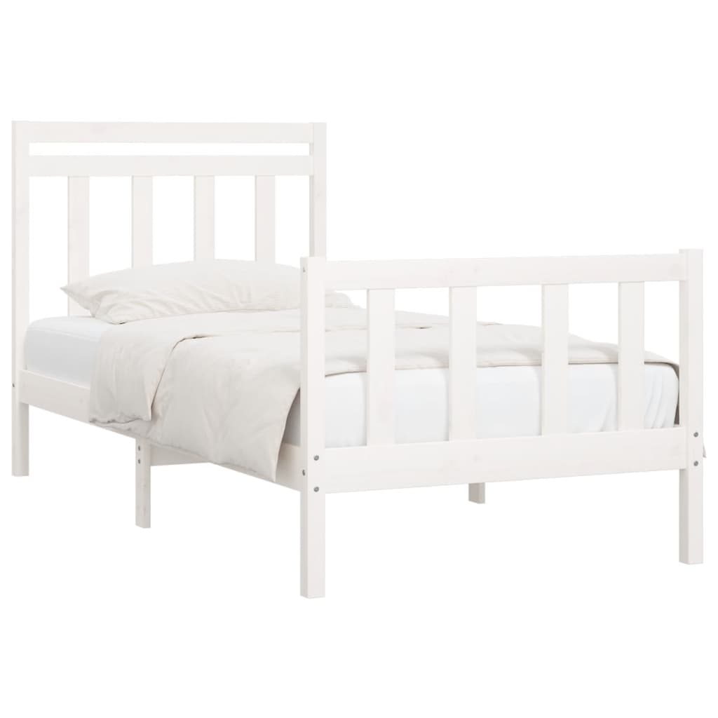 Bed Frame White Solid Wood Pine 100x200 cm