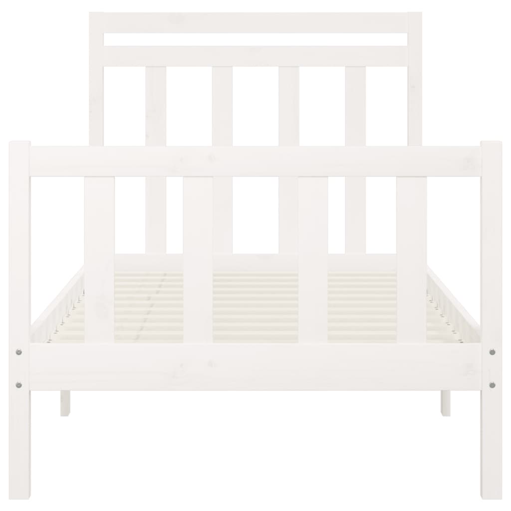 Bed Frame White Solid Wood Pine 100x200 cm