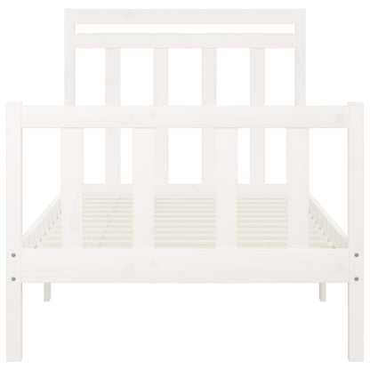 Bed Frame White Solid Wood Pine 100x200 cm