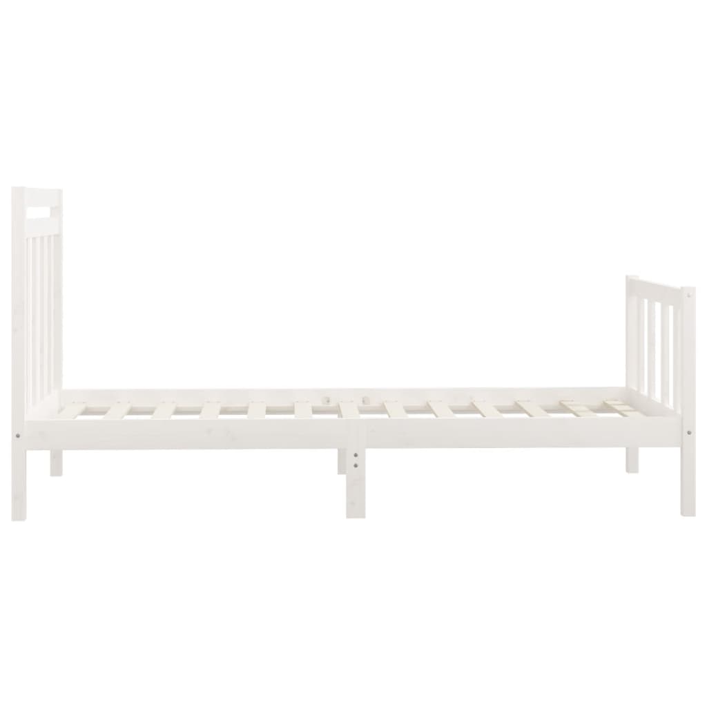 Bed Frame White Solid Wood Pine 100x200 cm