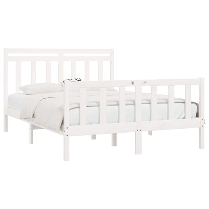 Bed Frame without Mattress White Solid Wood Pine 150x200 cm King Size