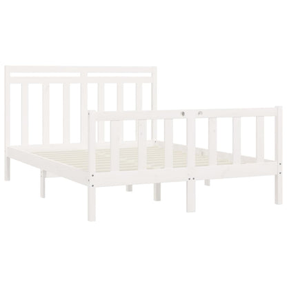 Bed Frame without Mattress White Solid Wood Pine 150x200 cm King Size