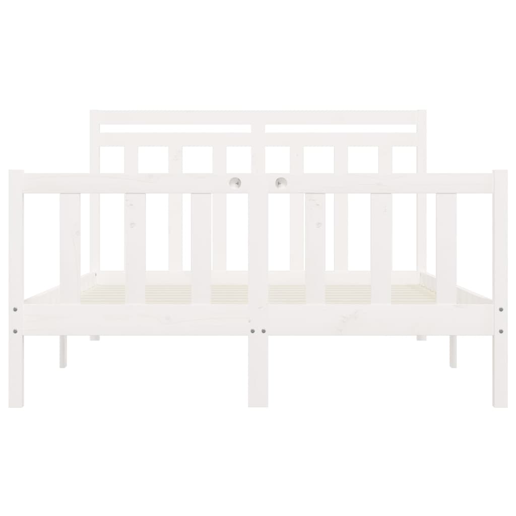 Bed Frame without Mattress White Solid Wood Pine 150x200 cm King Size