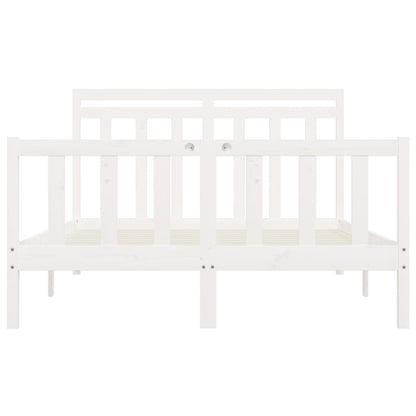 Bed Frame without Mattress White Solid Wood Pine 150x200 cm King Size