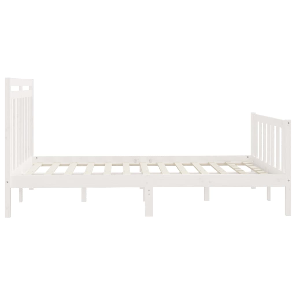 Bed Frame without Mattress White Solid Wood Pine 150x200 cm King Size