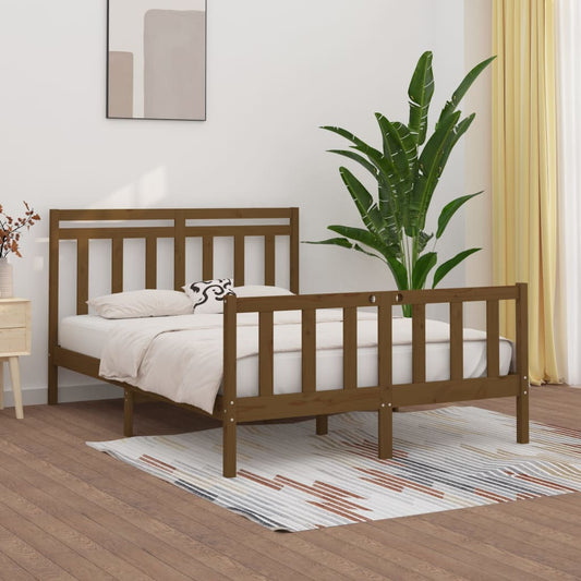 Bed Frame Honey Brown Solid Wood Pine 150x200 cm King Size