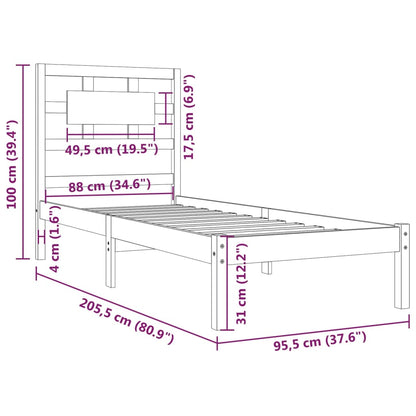 Bed Frame without Mattress 90x200 cm Solid Wood Pine