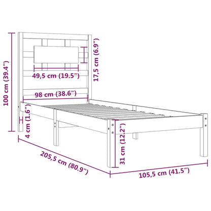 Bed Frame without Mattress Honey Brown 100x200 cm Solid Wood Pine