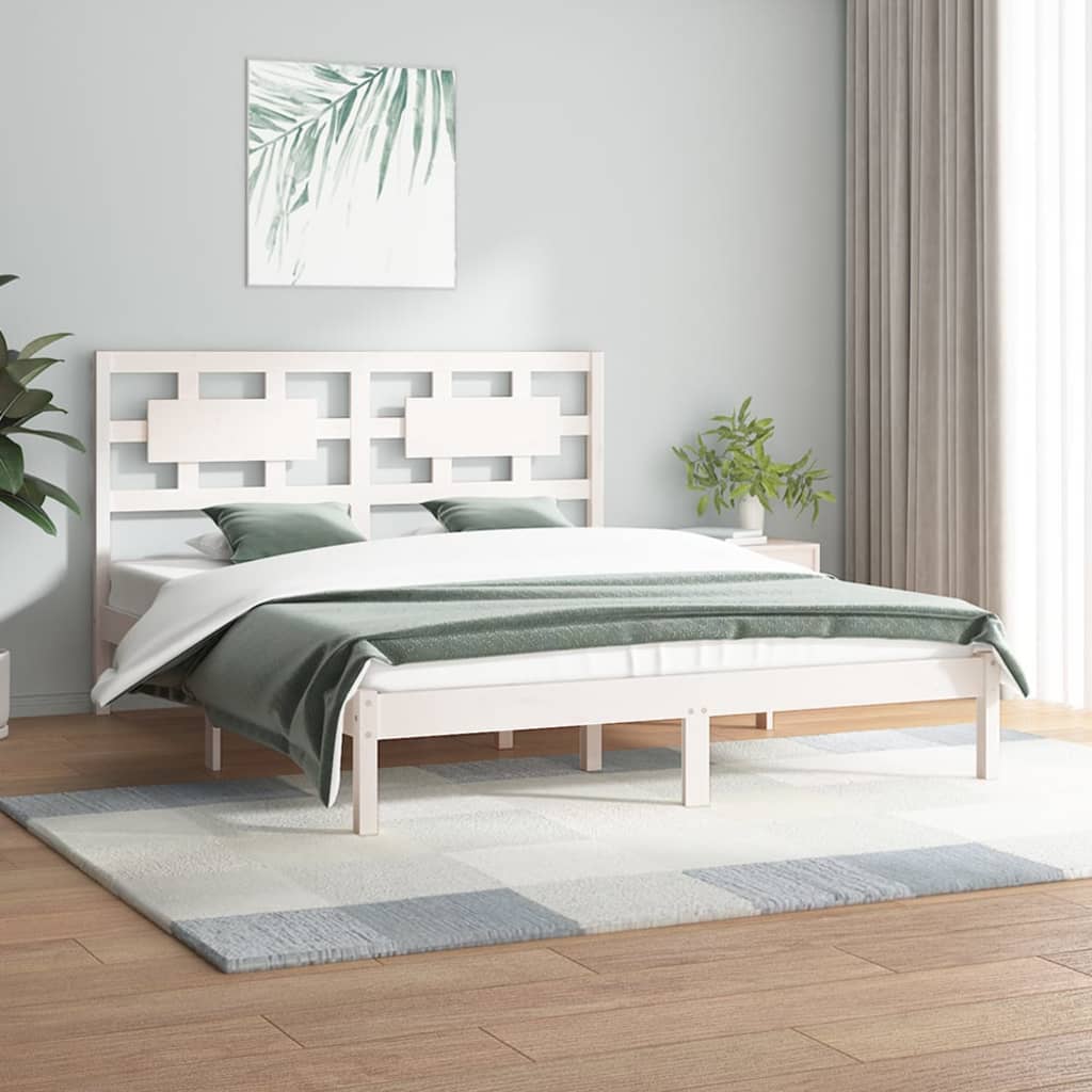 Bed Frame without Mattress White 120x200 cm Solid Wood Pine