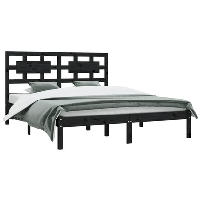 Bed Frame Black Solid Wood Pine 120x200 cm