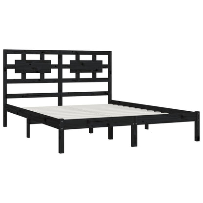 Bed Frame Black Solid Wood Pine 120x200 cm