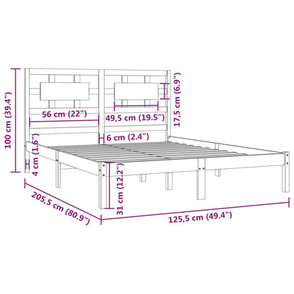 Bed Frame Black Solid Wood Pine 120x200 cm