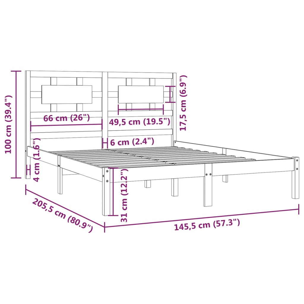 Bed Frame Solid Wood Pine 140x200 cm