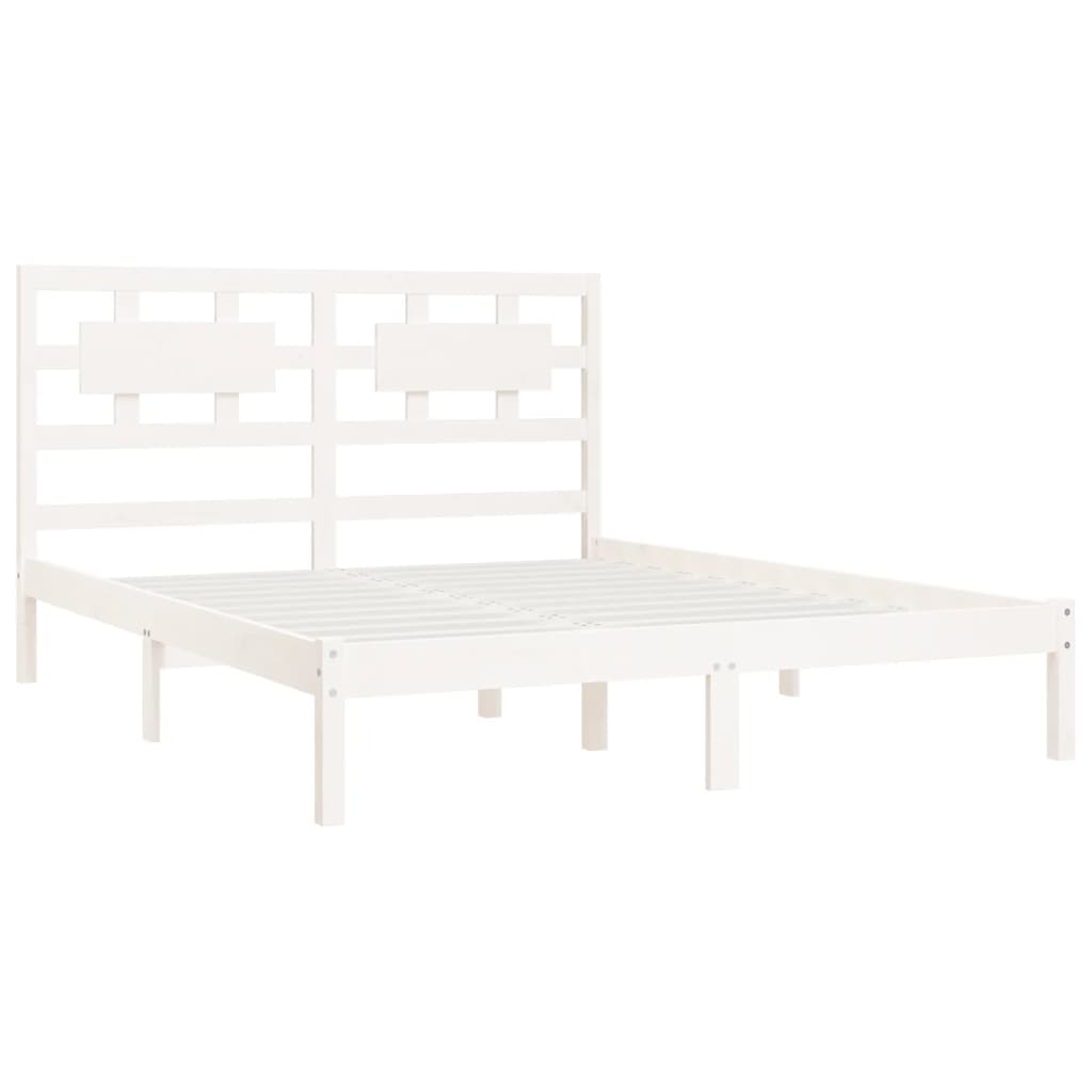 Bed Frame White Solid Wood Pine 160x200 cm