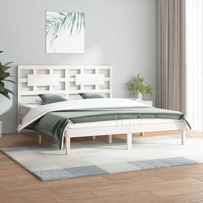 Bed Frame White Solid Wood Pine 160x200 cm