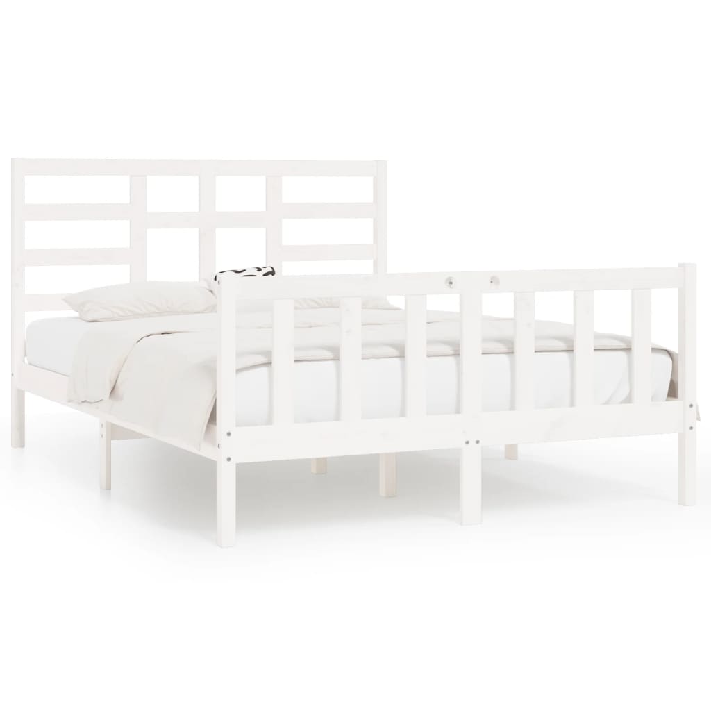 Bed Frame without Mattress White 120x200 cm Solid Wood Pine