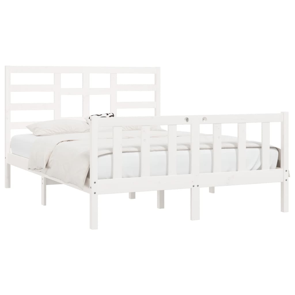 Bed Frame without Mattress White 120x200 cm Solid Wood Pine