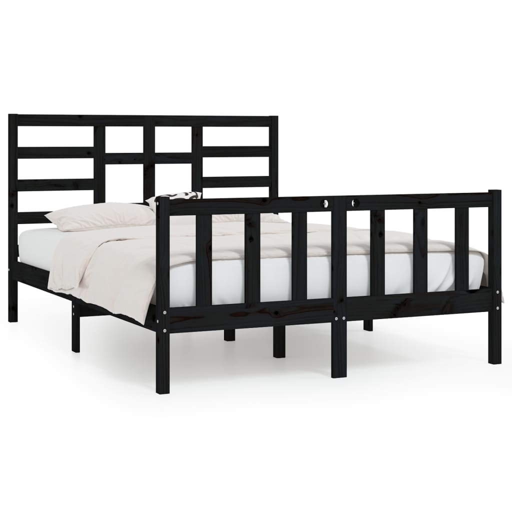 Bed Frame Black Solid Wood Pine 120x200 cm