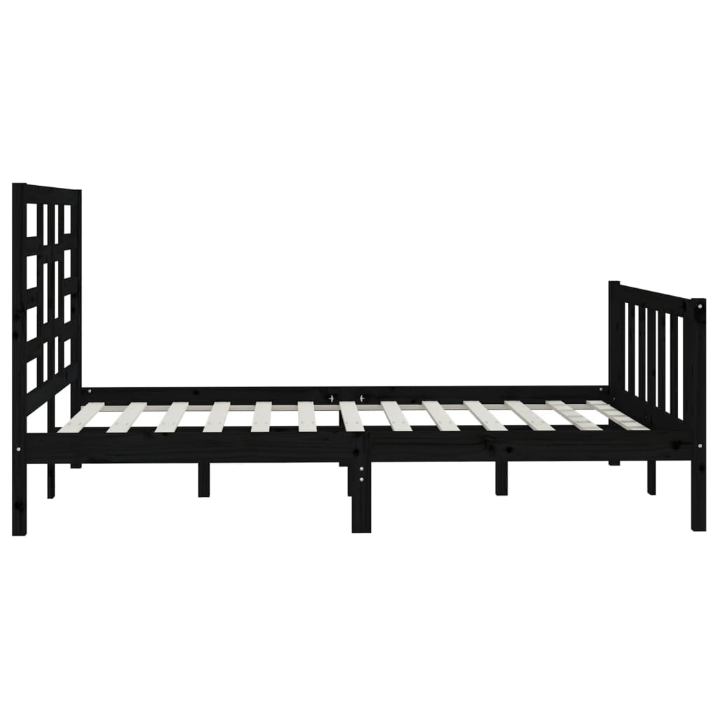 Bed Frame Black Solid Wood Pine 120x200 cm