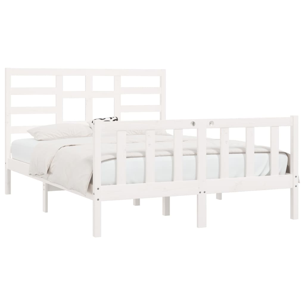 Bed Frame without Mattress White 140x200 cm Solid Wood Pine