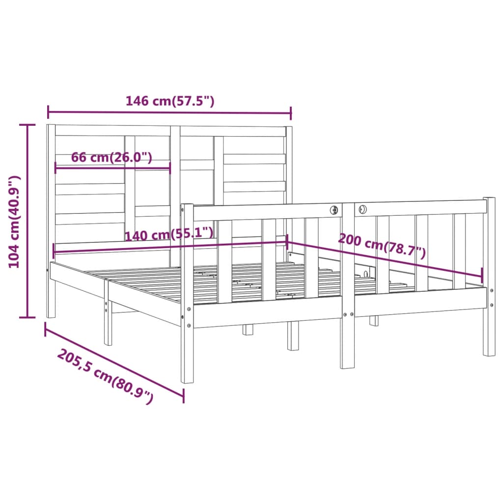 Bed Frame without Mattress White 140x200 cm Solid Wood Pine