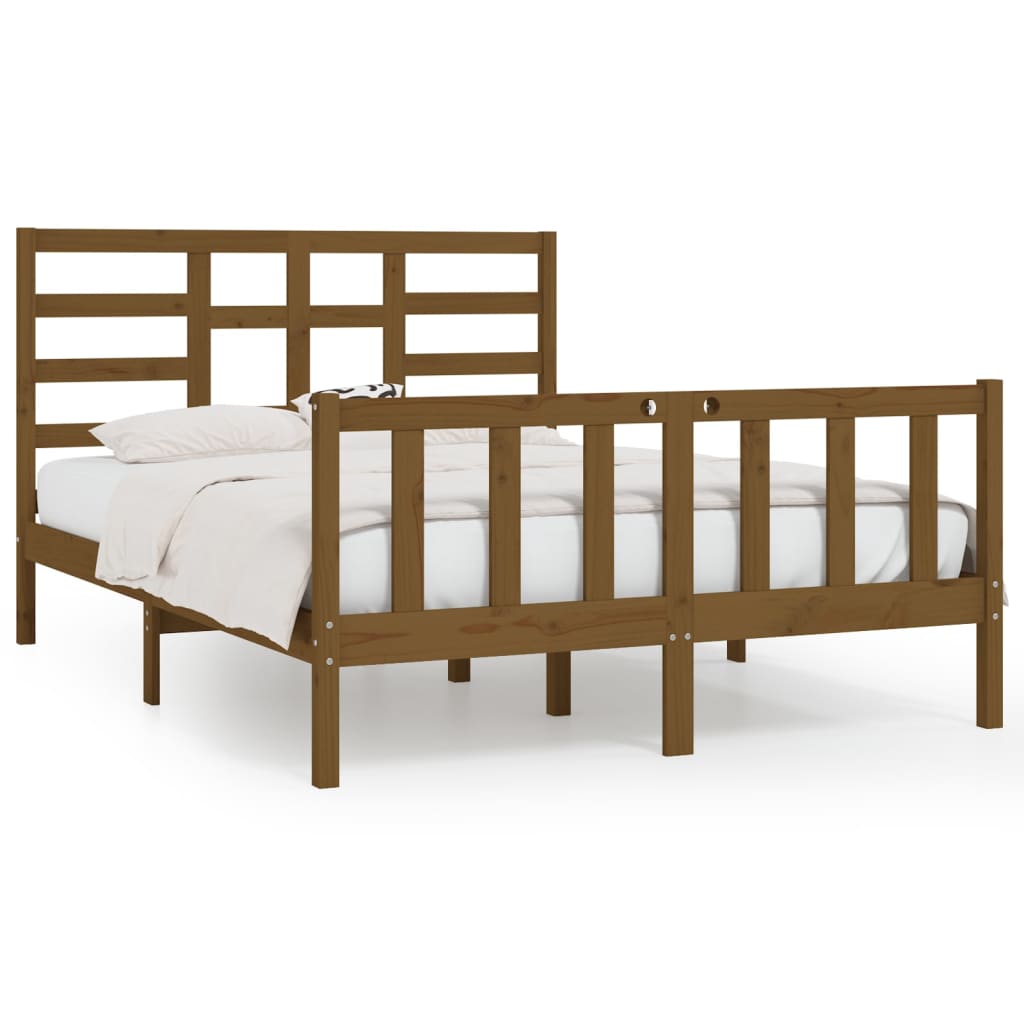 Bed Frame without Mattress Honey Brown 150x200 cm King Size Solid Wood