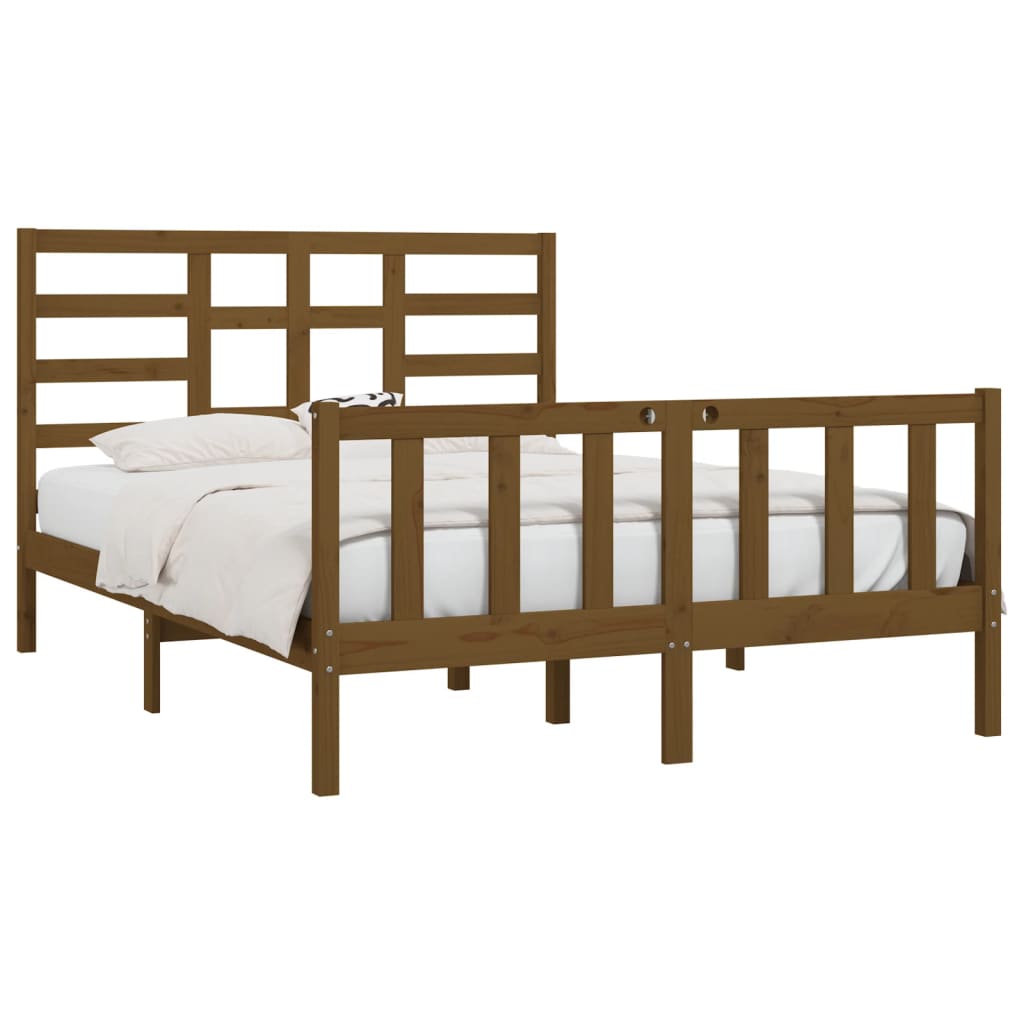 Bed Frame without Mattress Honey Brown 150x200 cm King Size Solid Wood