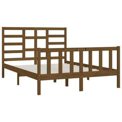 Bed Frame without Mattress Honey Brown 150x200 cm King Size Solid Wood