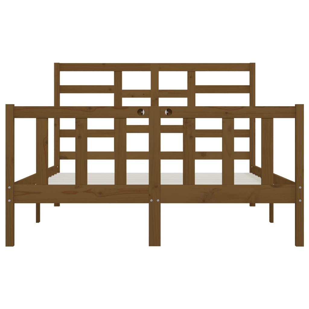 Bed Frame without Mattress Honey Brown 150x200 cm King Size Solid Wood