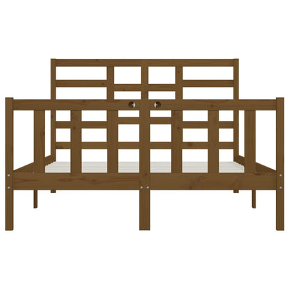 Bed Frame without Mattress Honey Brown 150x200 cm King Size Solid Wood