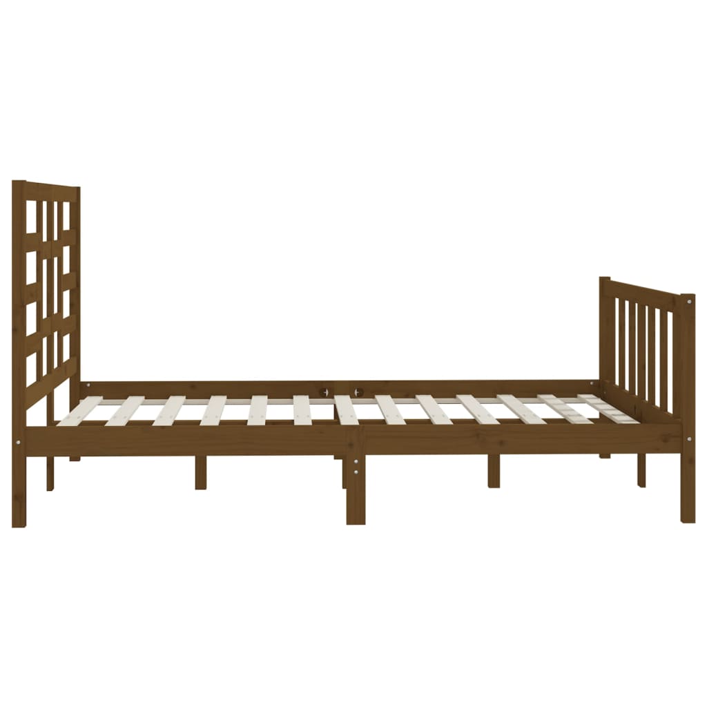 Bed Frame without Mattress Honey Brown 150x200 cm King Size Solid Wood