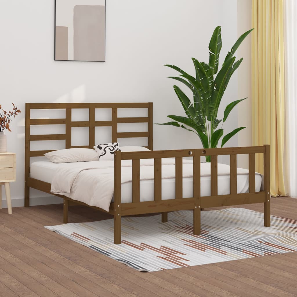 Bed Frame without Mattress Honey Brown 150x200 cm King Size Solid Wood