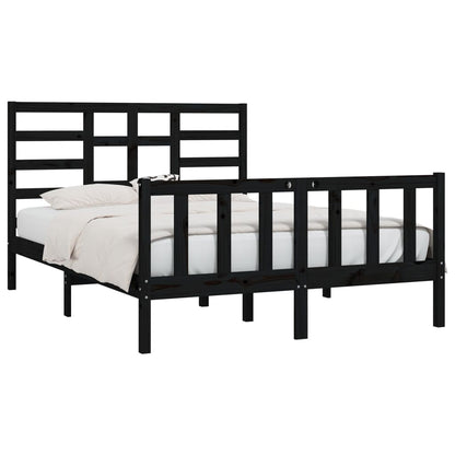 Bed Frame without Mattress Black 150x200 cm King Size Solid Wood