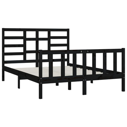 Bed Frame without Mattress Black 150x200 cm King Size Solid Wood