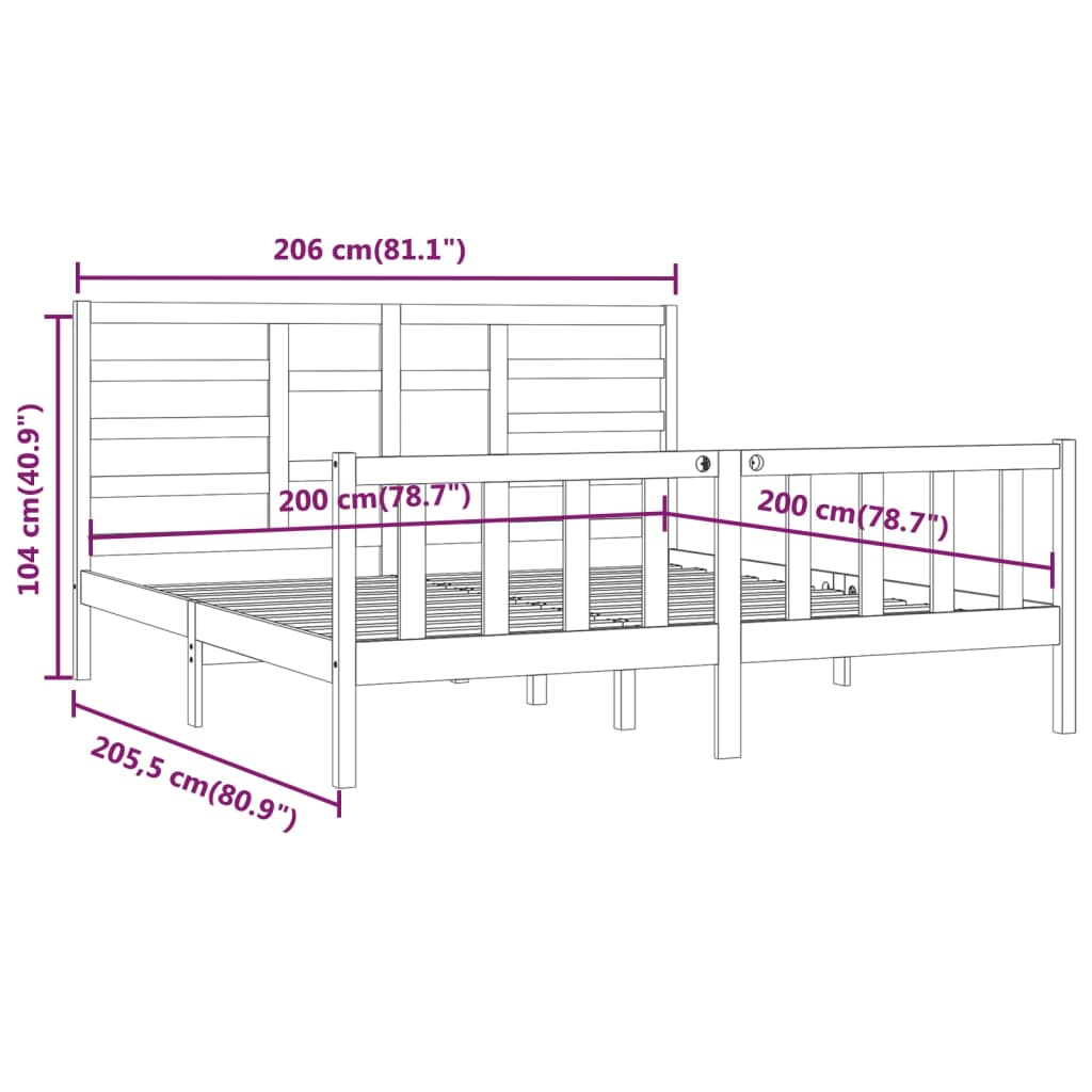 Bed Frame Solid Wood Pine 200x200 cm