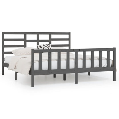 Bed Frame without Mattress Grey 200x200 cm Solid Wood Pine